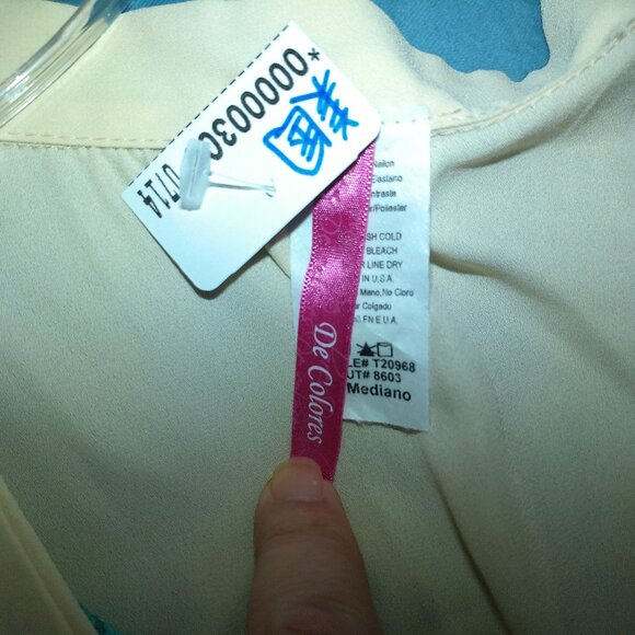 De Colores, Light blue/beige, high-low tank top, with lace front - Picture 6 of 7